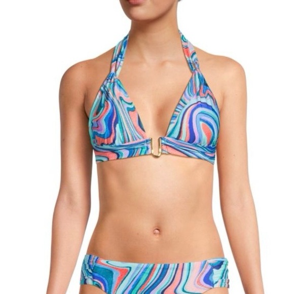 La Blanca Other - La Blanca Cove Shirred Strap Patterned Bikini Top